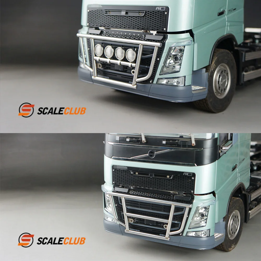 Model Scaleclub do ciężarówki RC Tamiya LESU 1/14, metalowy przedni zderzak z częściami do ulepszeń oświetlenia lub częściami do samodzielnej modyfikacji.
