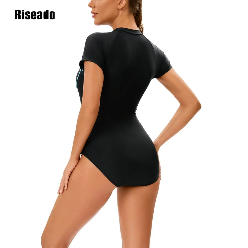 Riseado Women One Piece Swimsuit Short Athletic Swimwear With Shorts Adult Bathing Suit for Training-Pool