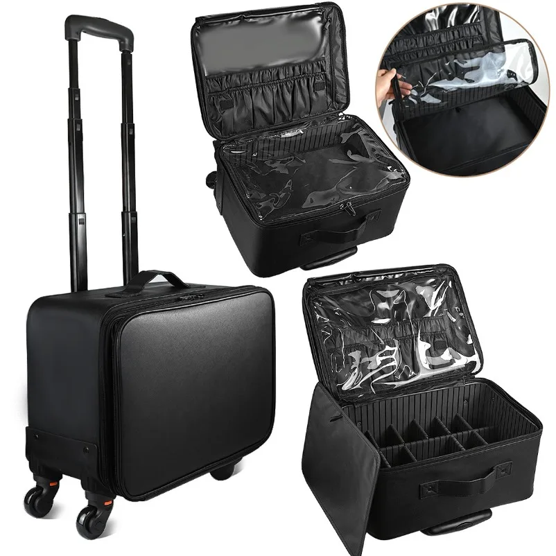 2026    Large Capacity Trolley Cosmetic Case and Makeup Artist Toolbox