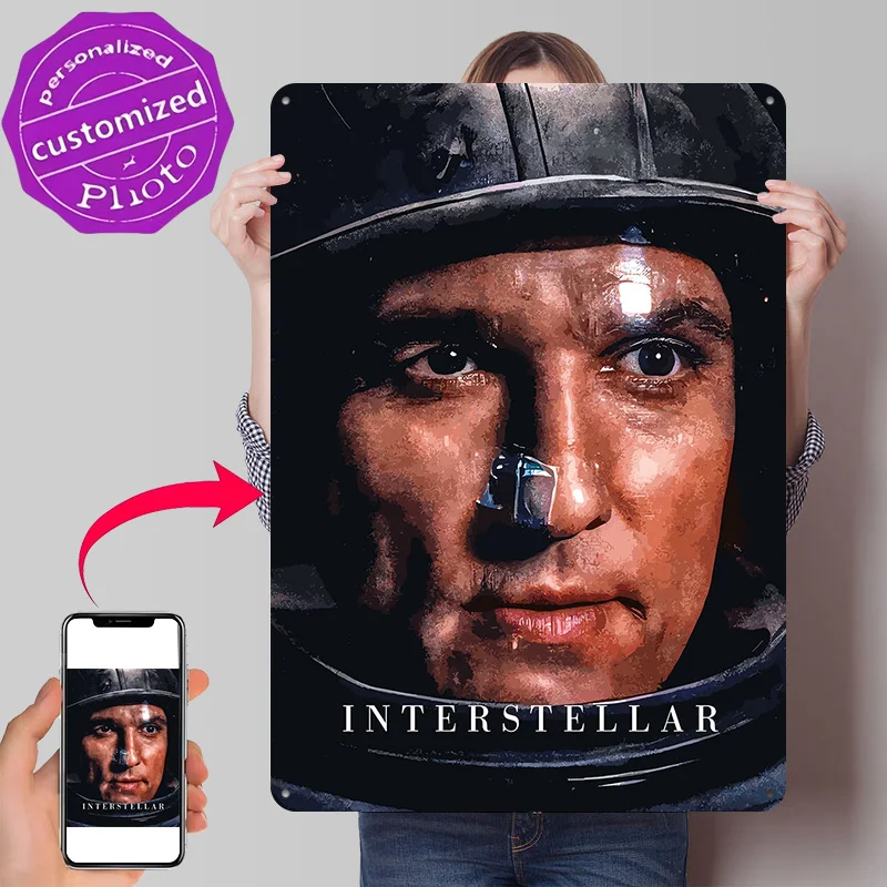 Interstellar Movie Art 3D Texture Printed Poster Custom Vintage Metal Tin Plate Sign for Wall Art Home Decor Ornaments Wand Deko