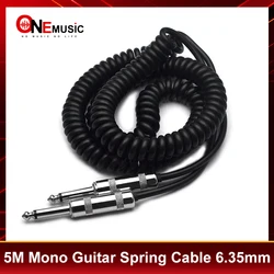 New Style Guitar Spring Cable 5M 6.35mm to 6.35mm Male to Male Mono Spring Audio Cable Black
