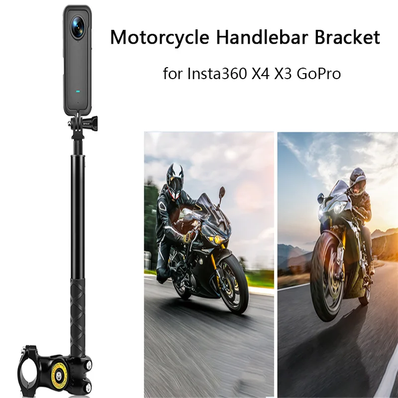 Motorcycle Bracket for Insta360 X4 X3 Holder Handlebar Mount Bracket Invisible Selfie Stick for GoPro 12 11 Camera Accessories