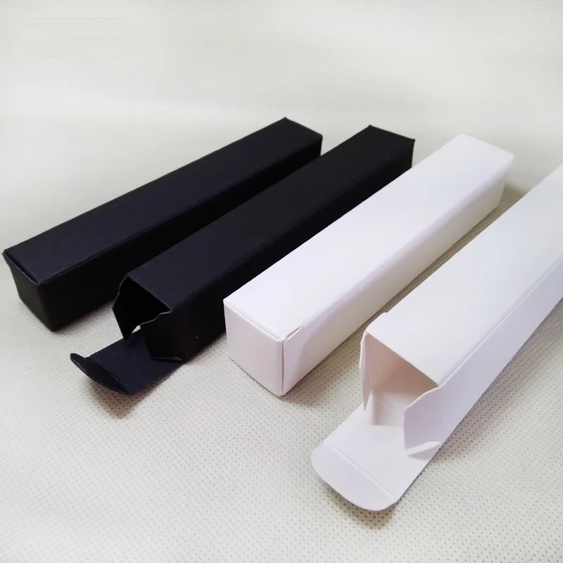 100pcs  - 2x2x13cm  Blank Black White Gift boxes Lipstick Cosmetic Sample Perfume Slender Tube Small Packaging Box