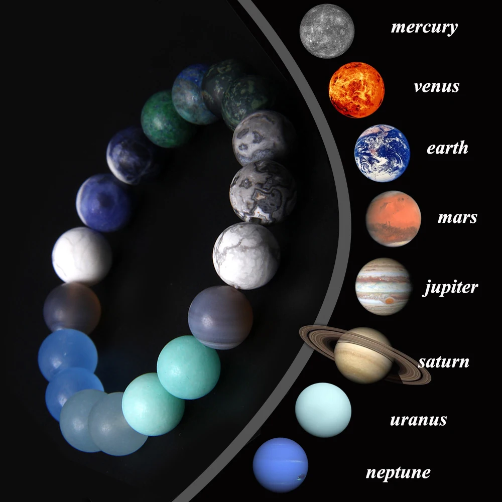 

2024 Universe Galaxy Planets Solar System Bracelet Natural Lava Chakra Stone Bead Bracelet Men Handmade Bangle Jewelry Gift