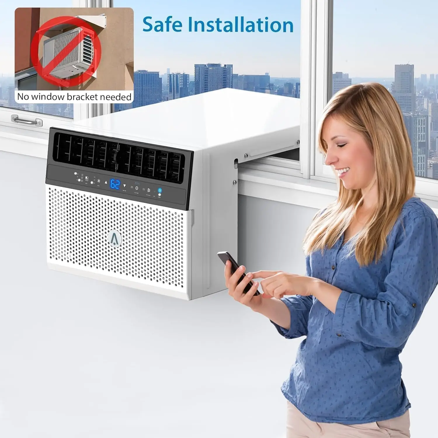 مكيف هواء نافذة - 6000 وحدة حرارية بريطانية، تصميم على شكل حرف U، هادئ للغاية، تمكين واي فاي، موفر للطاقة، جهاز تحكم عن بعد، شعبية جديدة #6