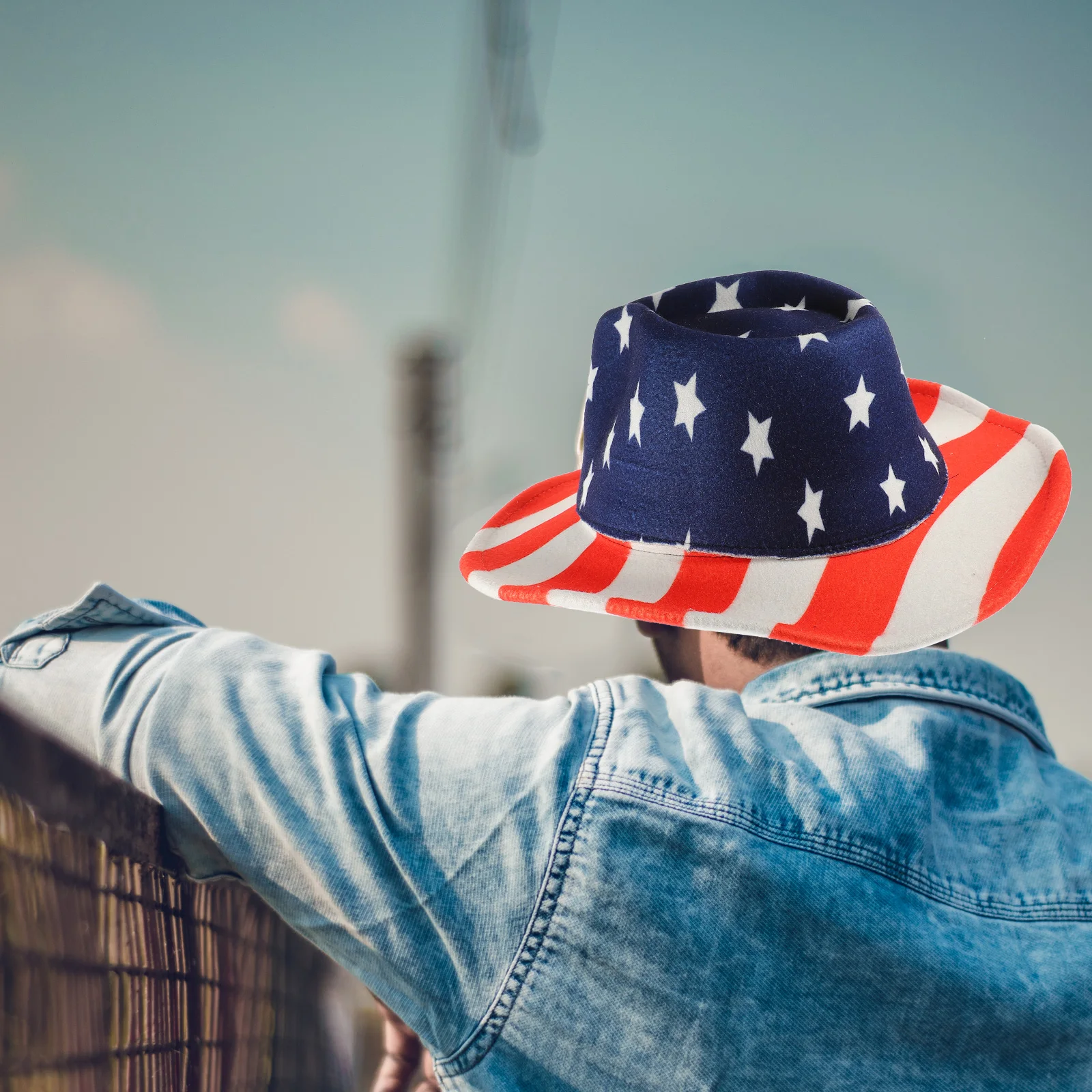 

American Flag Cowboy Hat Patriotic Costume Lightweight Woolen Decoration Independence Day Hats for Men Boys