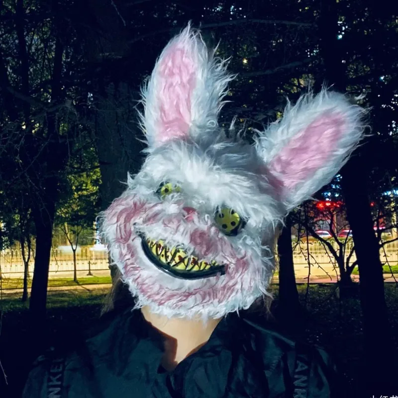 Halloween Bloody Rabbit Cosplay Mask per uomo donna Evil Bear Head Cover maschere Cosplay Party Costume accessori copricapo puntelli