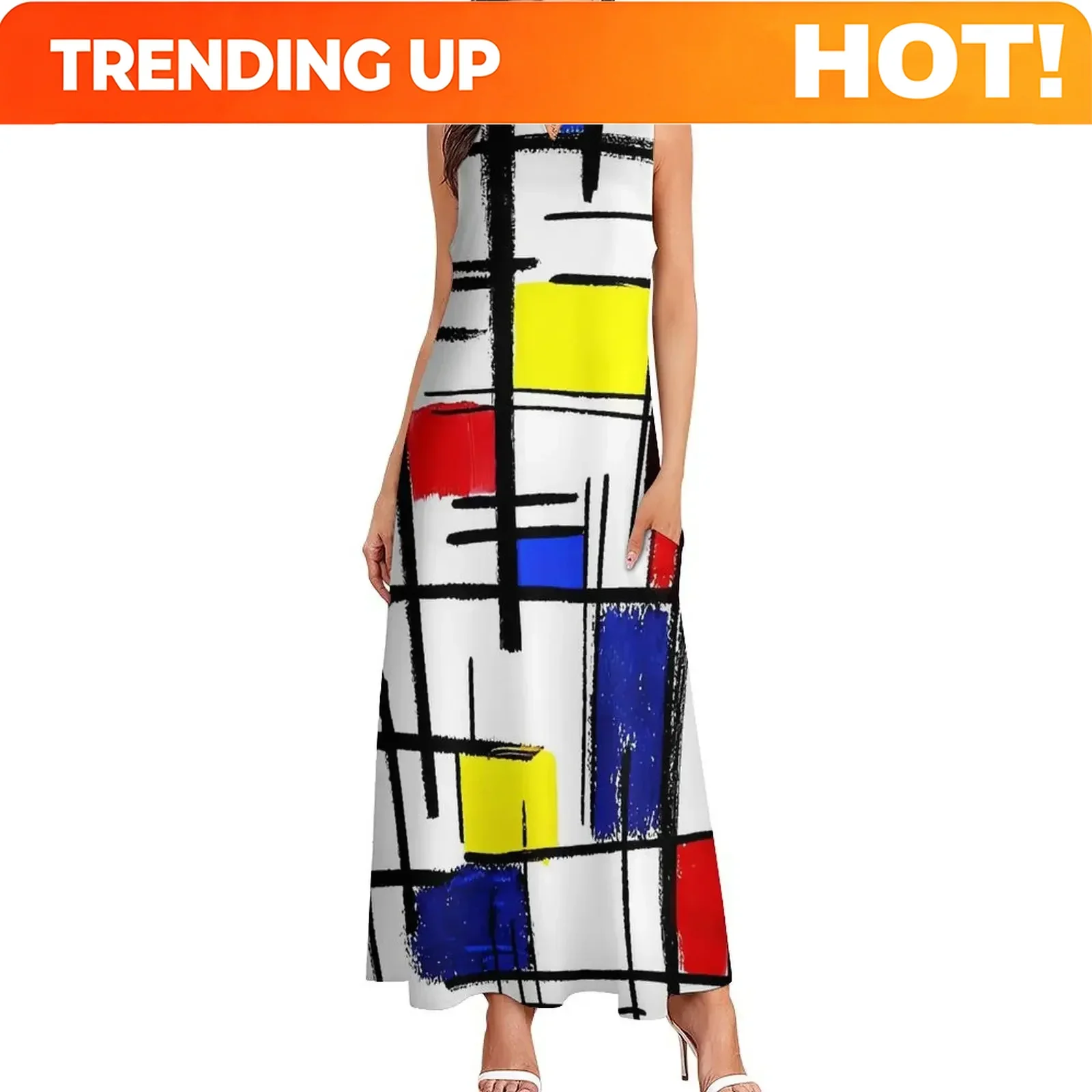 Customization Long Women Dress Summer De Stijl Modern Art Aesthetic Boho Beach Long Dress Woman Sexy Elegant Maxi Dress Large Si