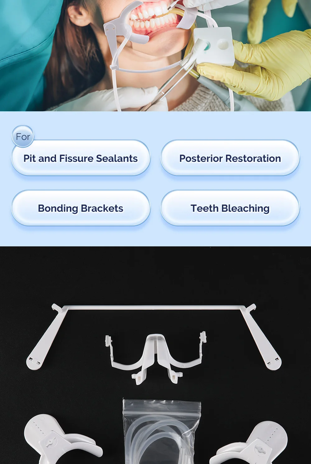 AZDENT Dental-Mundöffner mit Speichelsauger, kieferorthopädischer Nola Lip Cheek Retractor, verstellbares Labor-Trockenfeldsystem – Detail 7