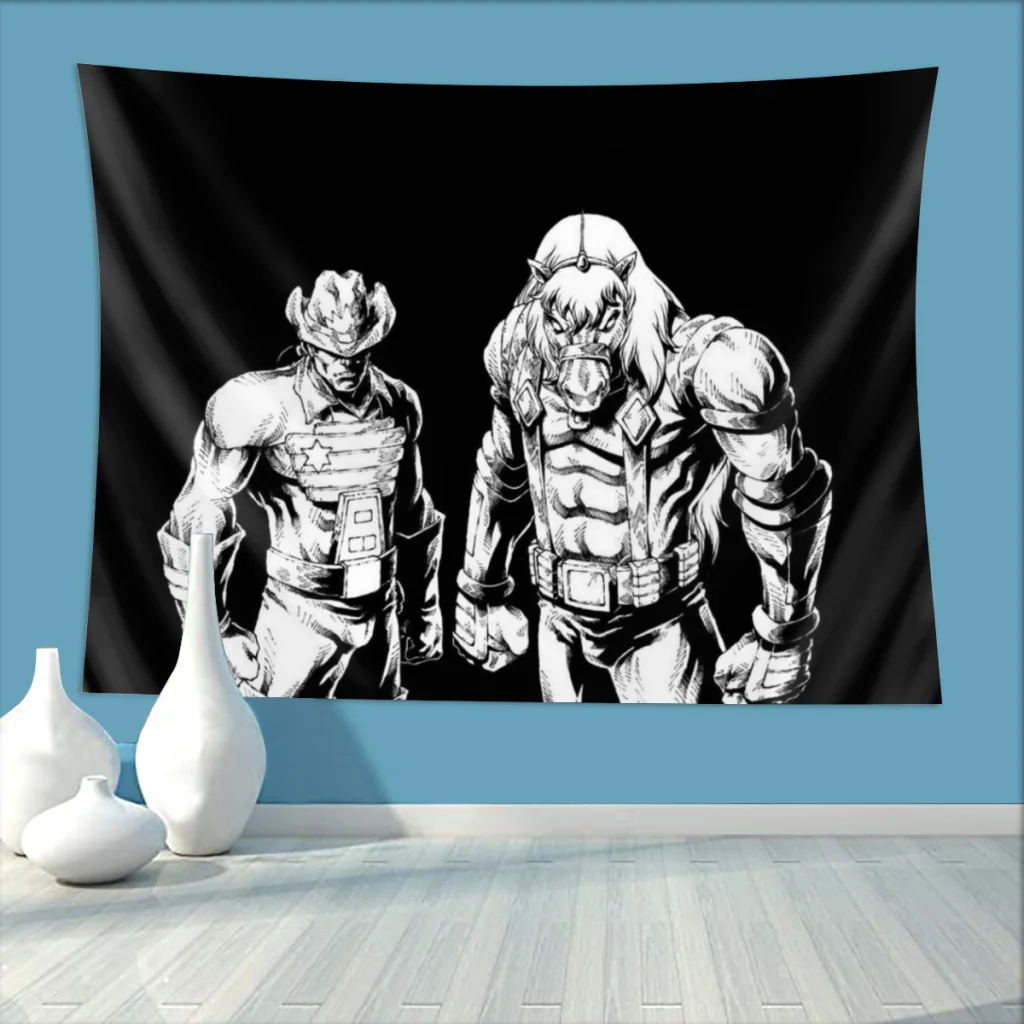 Black Home Tapestry Bravestarr Shaman Cartoon Background Hanging Covering Living Room Arts Decor Ornaments Beach Mat