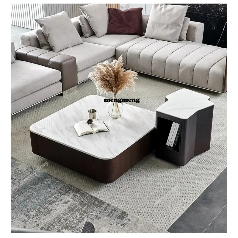 Modern Square marble coffee table simple and light luxury minimalist Italian TV cabinet unit living room home tea table