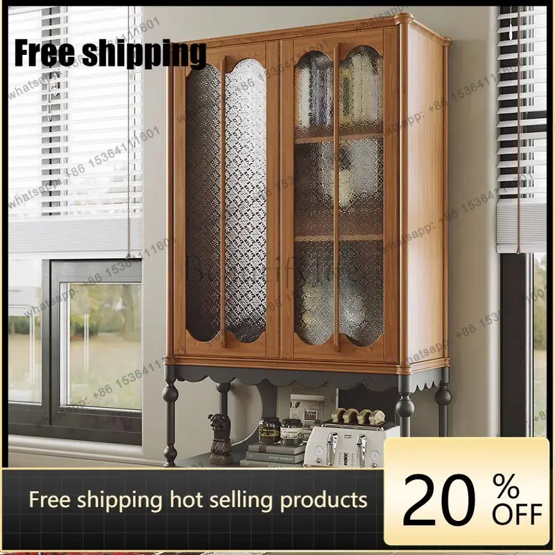 LD French side cabinet storage solid wood black high-end living room locker customization