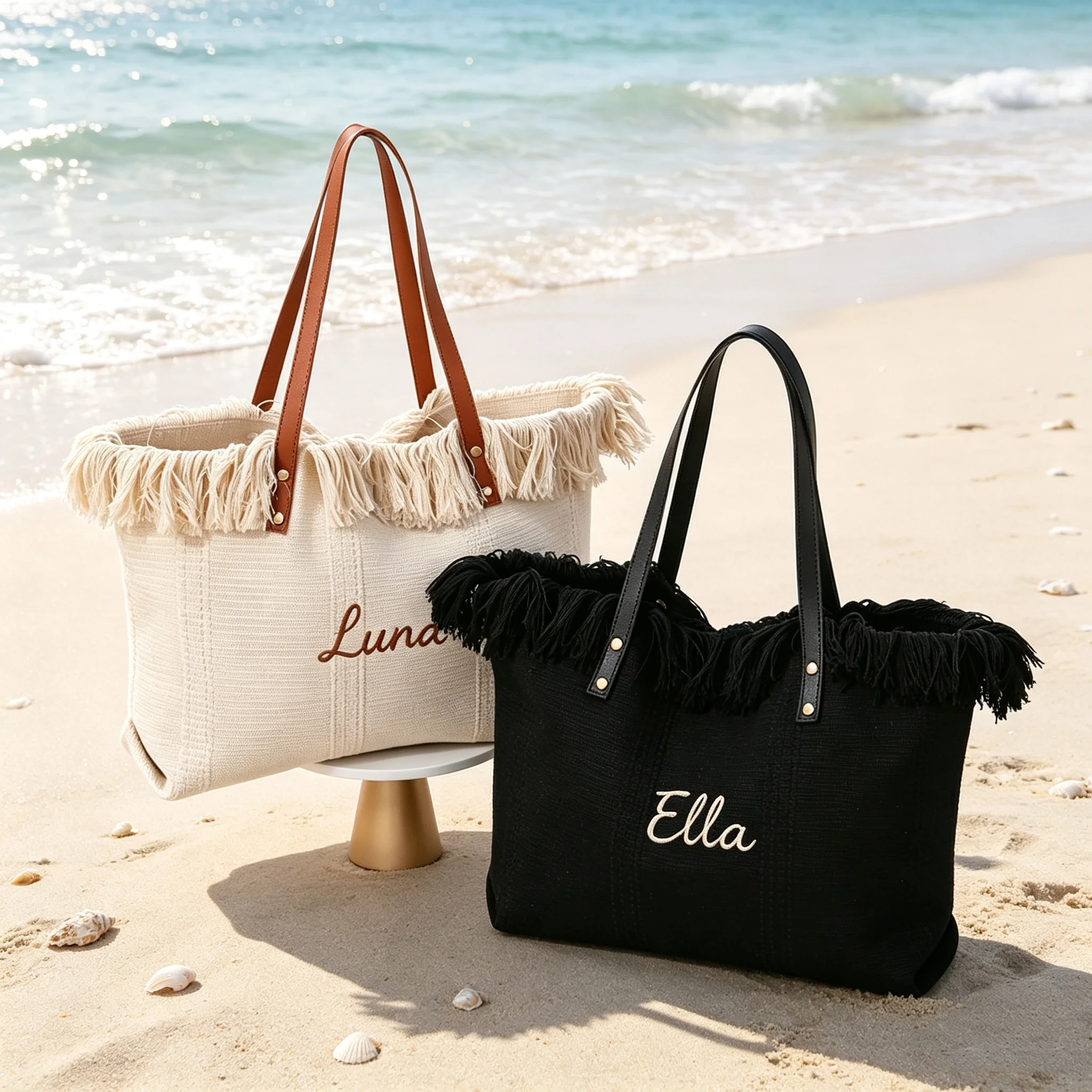 Personalized Embroidered Canvas Tote Bag, Custom Text Shoulder Bag, Casual Work School Handbag, Custom Name Canvas Bag