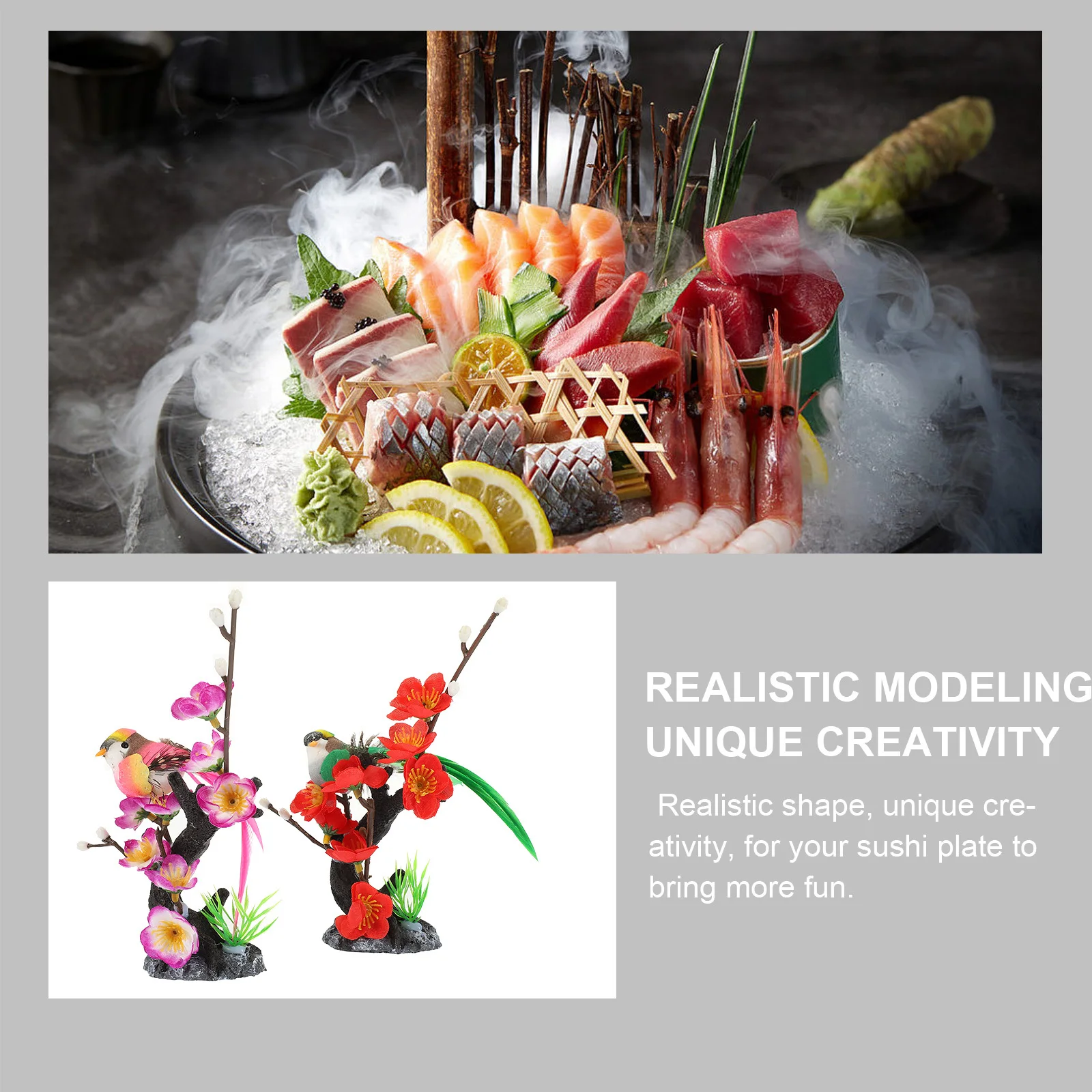 

2pcs Realistic Plum Blossom Cold Dish Decor Artificial Sushi Plate Flower Craft Fake Flower For Japanese Restaurant Sashimi