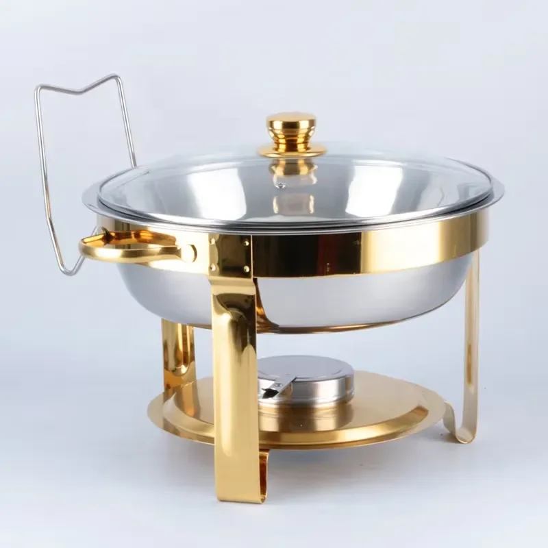 Stainless Steel Round Buffet Stove Food Warmer Insulation Plate Hot Pot Set for Hotel Supplies Catering Equipment