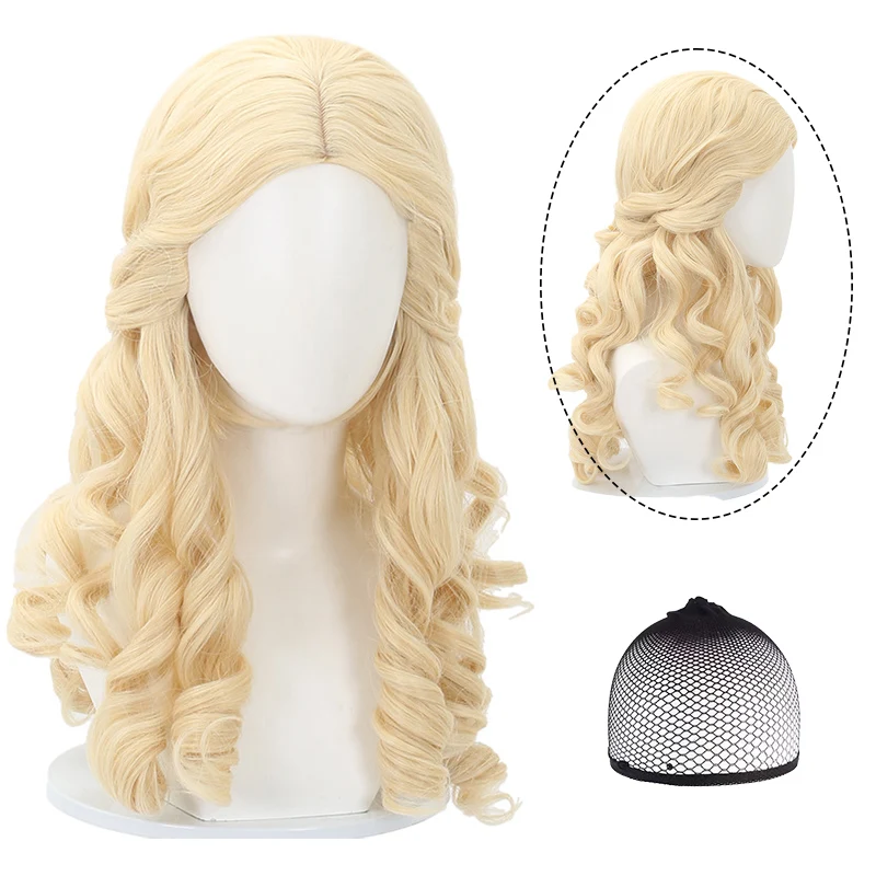 Little Girl Cos Wig Identity V Blonde Vintage Curly Hair for Halloween Party +Free Wig Cap