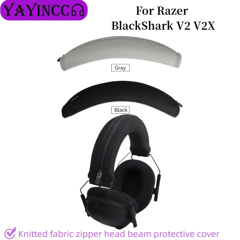 

Advanced feeling Headphone Head Beam Cover for Razer BlackShark V2 V2X earphone Zipper knitted fabric headband protective cover