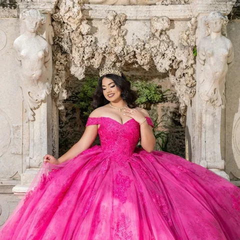 6 best sales fuchsiafärgad quinceanera-klänning - №5