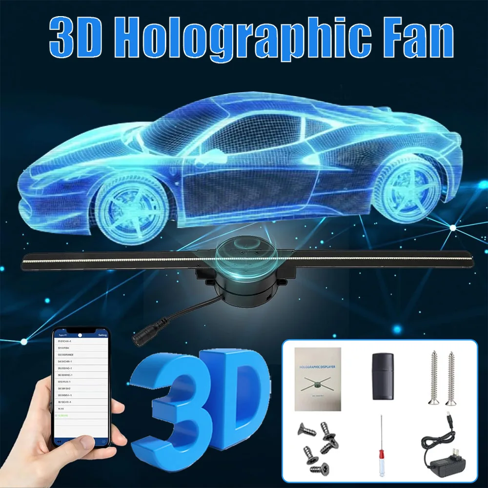 

3D Hologram Fan 1024*640PX Resolution 244pcs HD LED Beads -Holographic Video Advertising Projector Support APP+BT Audio