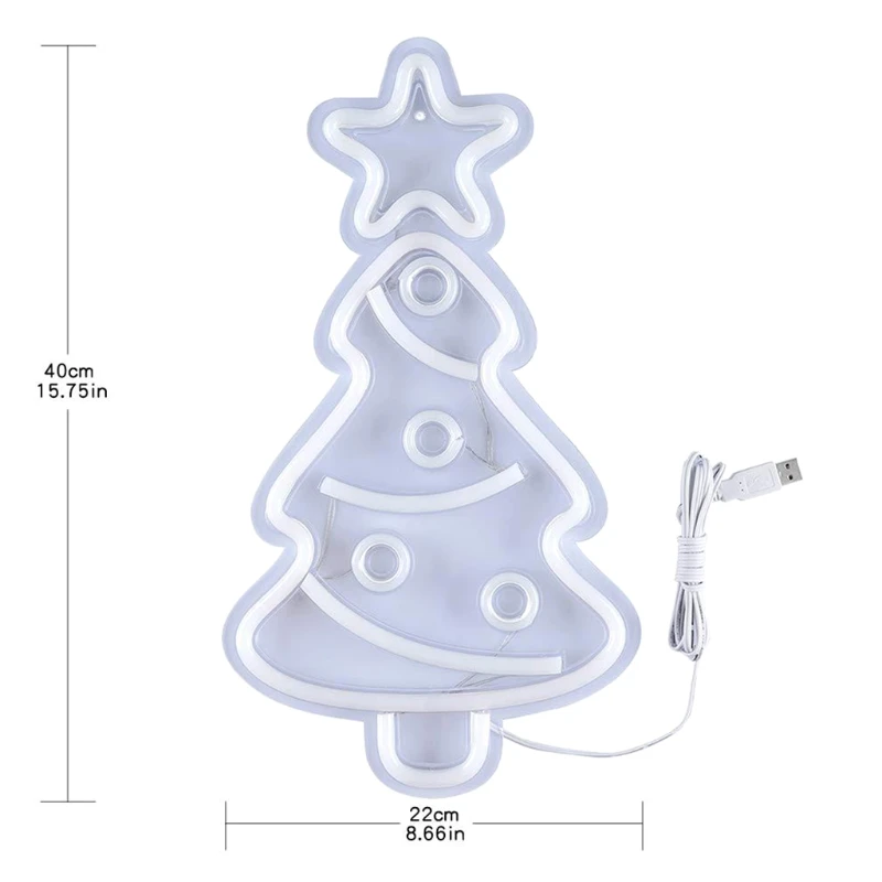 Christmas Tree Light LED Sign USB Powered Lamp Illuminate Party Home Living Room Bar Xmas Festival Wall Decoration Dropship