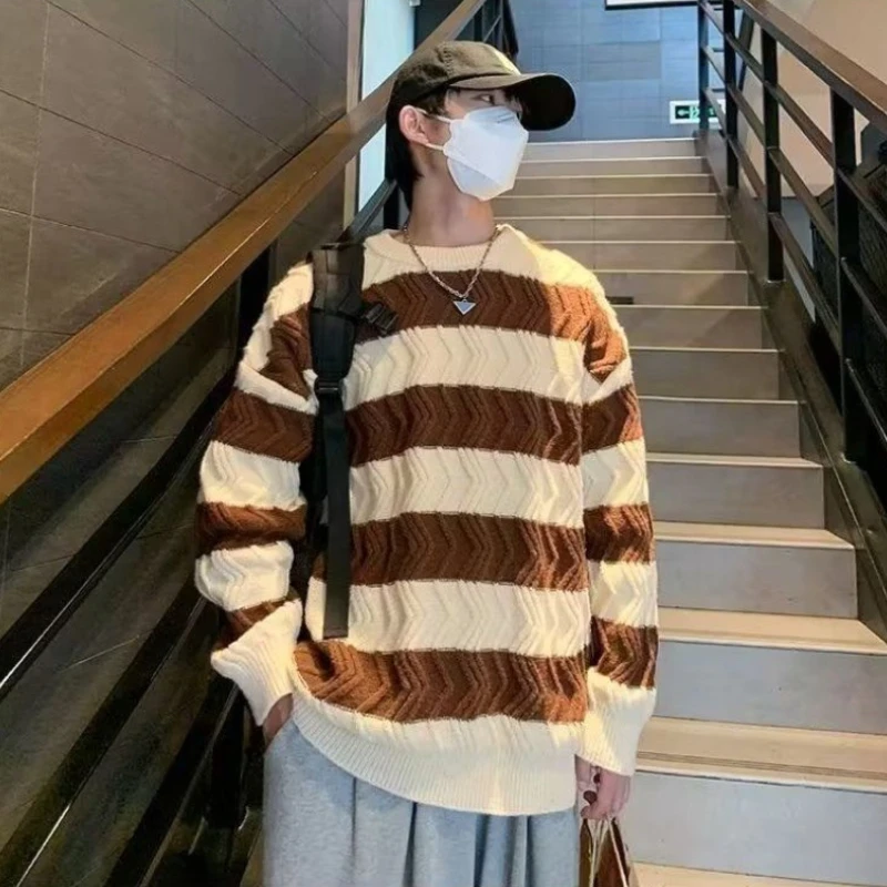 No Felpa con cappuccio Maglione lavorato a maglia da uomo Abbigliamento Maglieria a righe Offerte 2025 Designer Estetico originale Pullover con colletto tondo economico Uomo