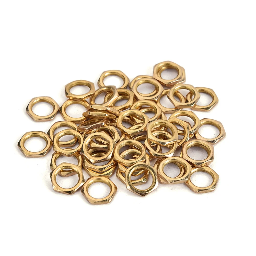 

50 Pcs Zinc Alloy Fine Tooth Nut Light Nut Thin Nut 8mm for Instrument Guitar Bass Socket Jack (Gold)