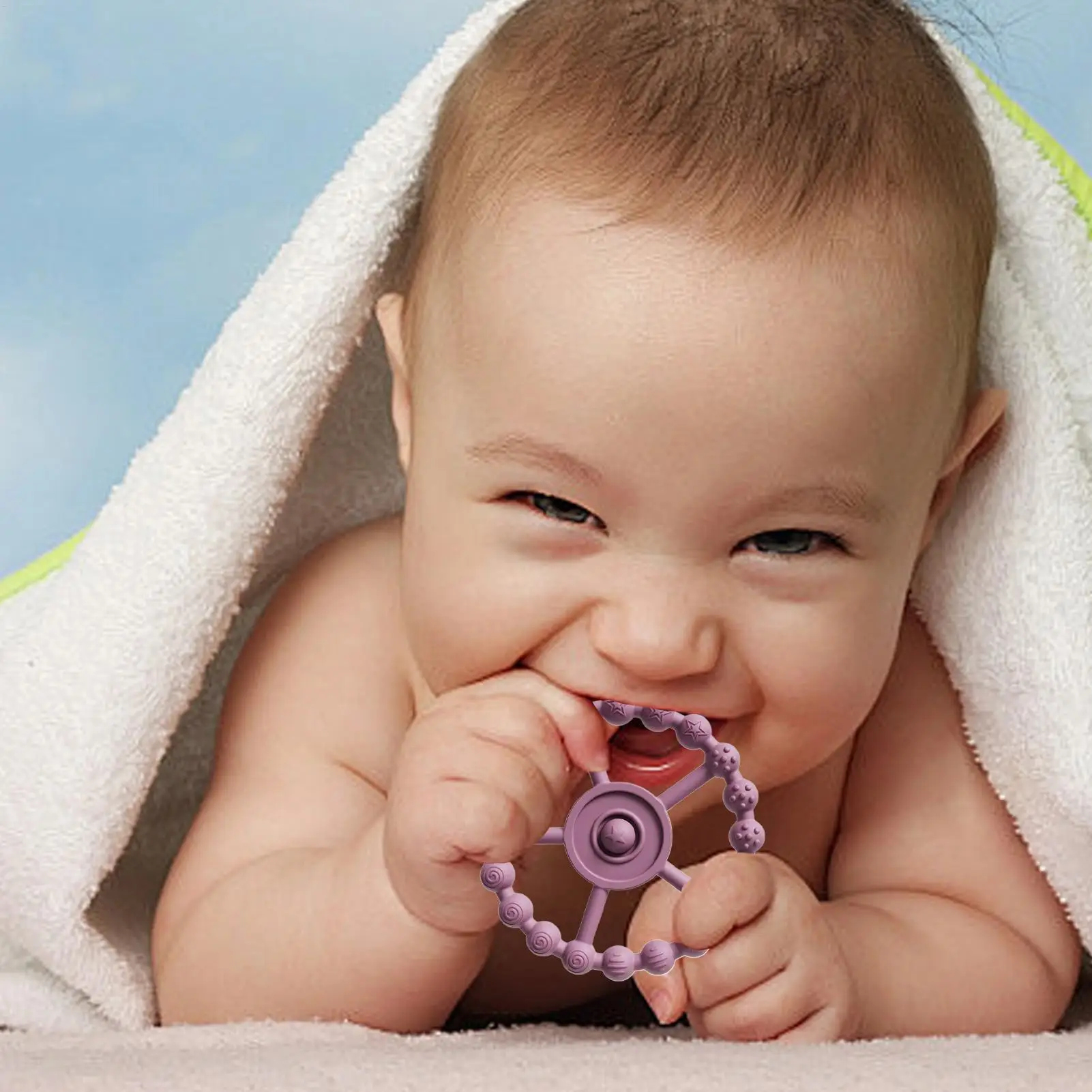 Kids Chew Toys 3 Pieces Baby Teething Toy Food-Grade Silicone Calming Teethers For Stress Reduction Crib Airplane Preschool Home