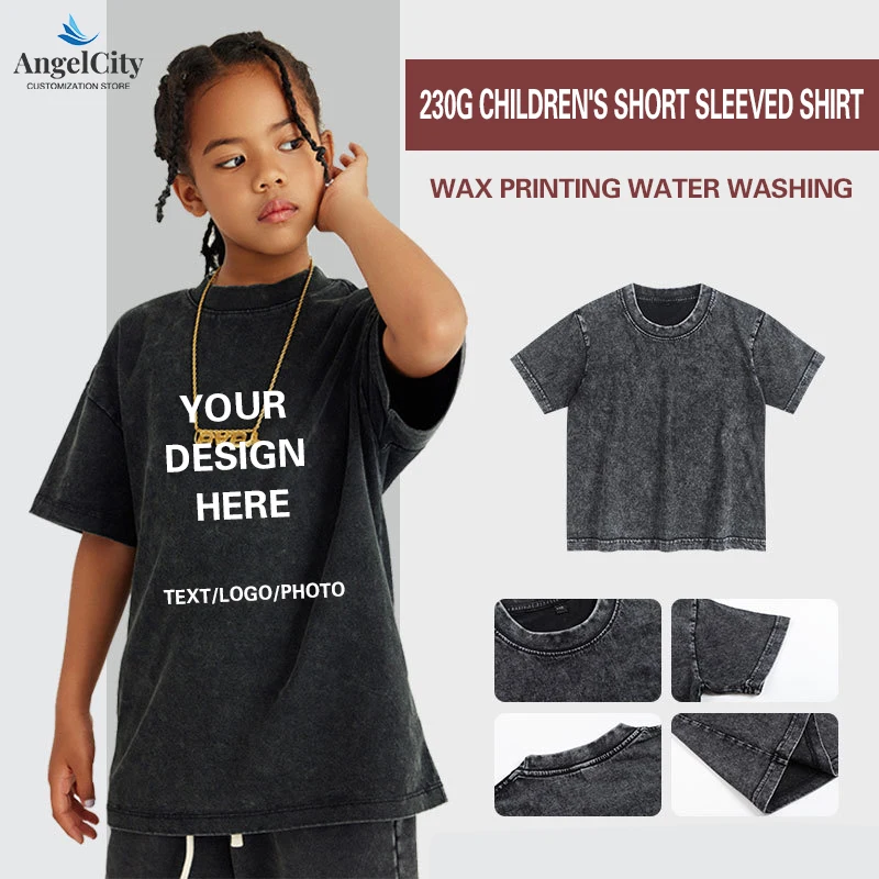 

Персонализированная детская футболка с логотипом, топ для мальчиков и девочек, детская одежда, летняя стираная футболка с короткими рукавами и принтом
