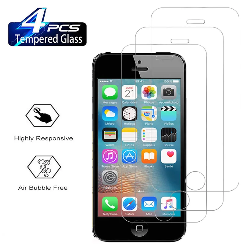 

9H Screen Protector Glass For iPhone Se 2016 5 5s 5c 2/4Pcs HD Tempered Glass Film