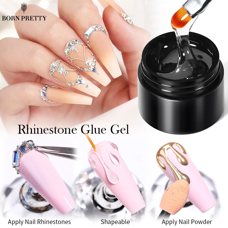 BORN PRETTY 5ML No-Wipe Rhinestone Glue For DIY Nail Art Sticky Gel Used For Nail Powder Nails Shapesble Nail Rhinestones