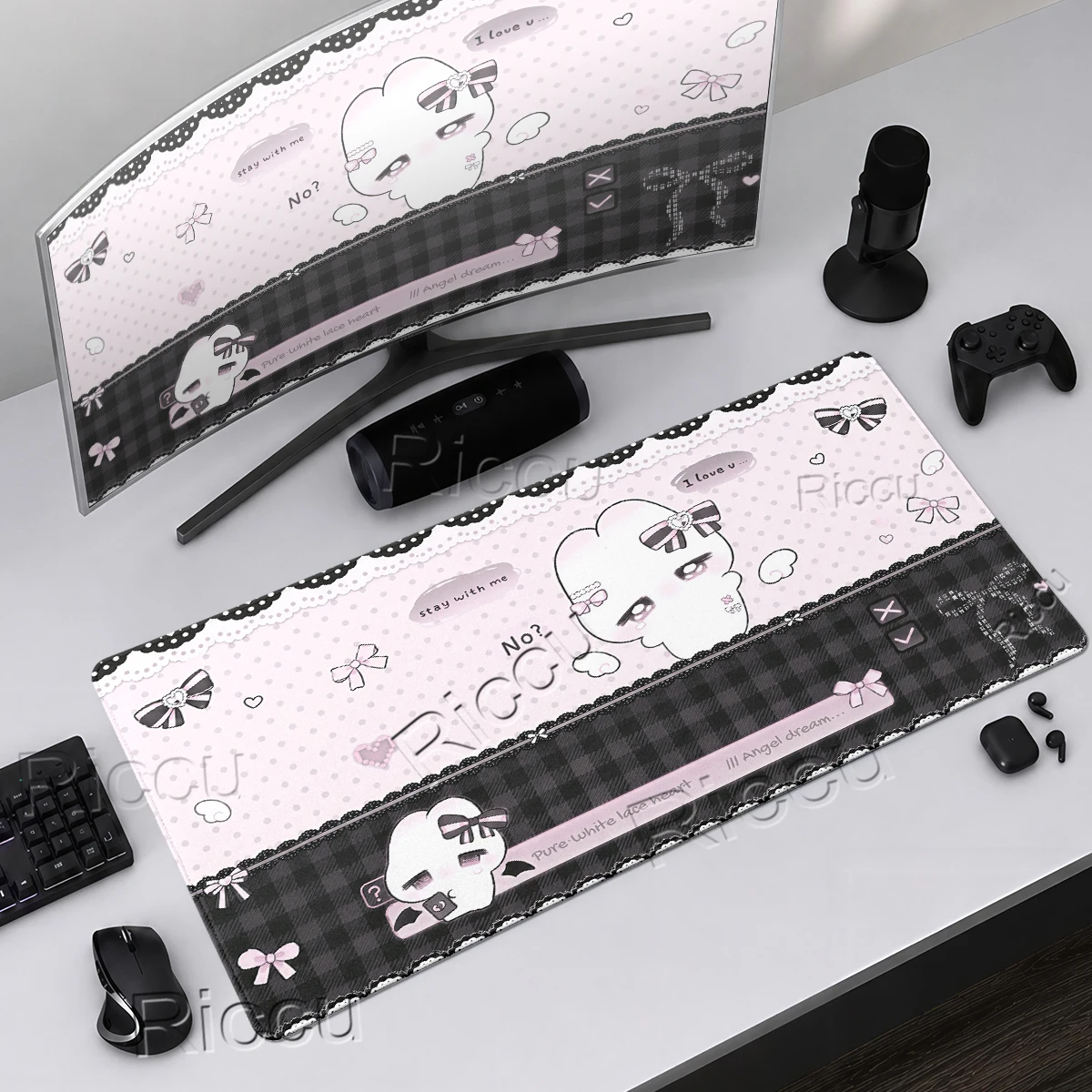 Large Soft Cute Rabbit Design Mouse Pads Gaming Laptops Mousepad Gamer Cabinets Carpet Stitched Edge Anime Cartoon Bunny Playmat