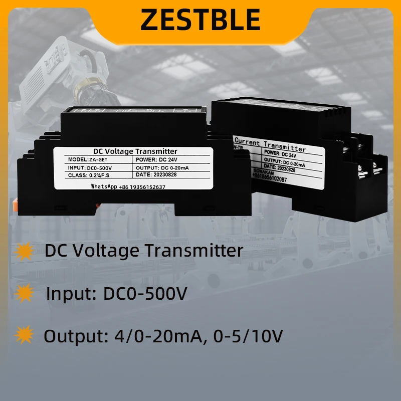 

DC Voltage Transmitter 0-500V to 0-10V 4-20mA 0-5V Signal Isolator Signal Converter to PLC