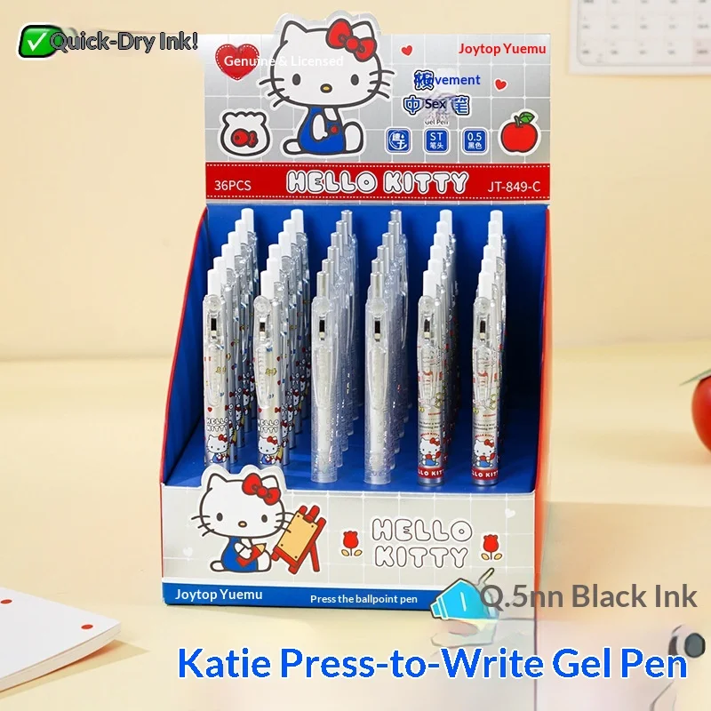

Ручка-роллер Hello Kitty с выдвижным механизмом, милая мультяшная, с прозрачным клипом, черные чернила, портативная, эстетичная, для офиса и школы, канцелярские принадлежности