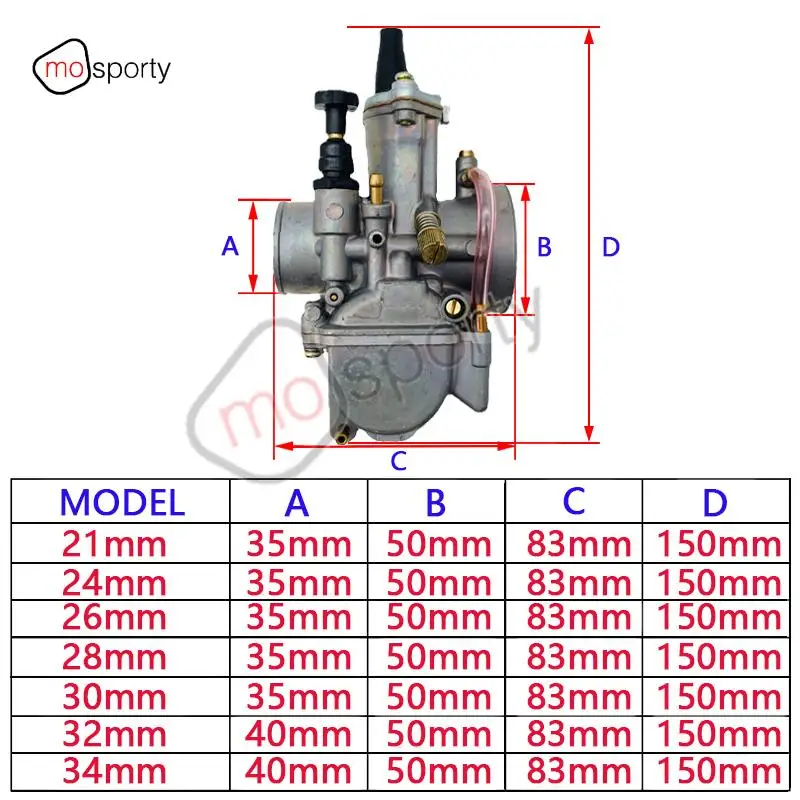 Motorcycle Carburetor for PWK KOK Carb 21 24 26 28 30 32 34 mm for Scooter JOG DIO KR150 RTL250 CR125 NSR50 NSR80 DT100 125 175