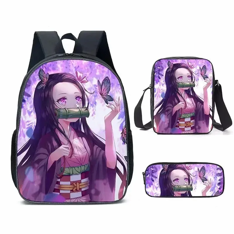 2025 yiyi 3Pcs Kamado Nezuko Demon Slayer Backpacks Set for Girls Anime School Bag Teenager Student Canvas Laptop Back Pack Wome