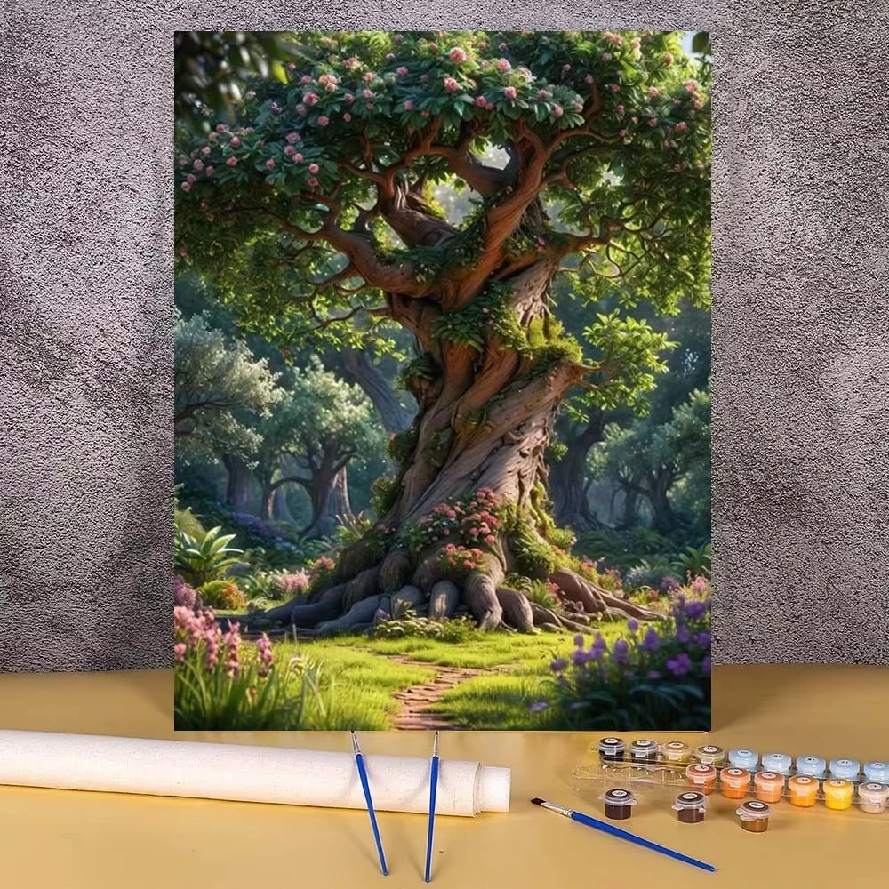 DIY Ölgemälde nach Zahlen Wald Baum Bilder nach Zahlen Acrylfarbe Kits für Schlafzimmer Wand Home Dekoration Landschaft Geschenk