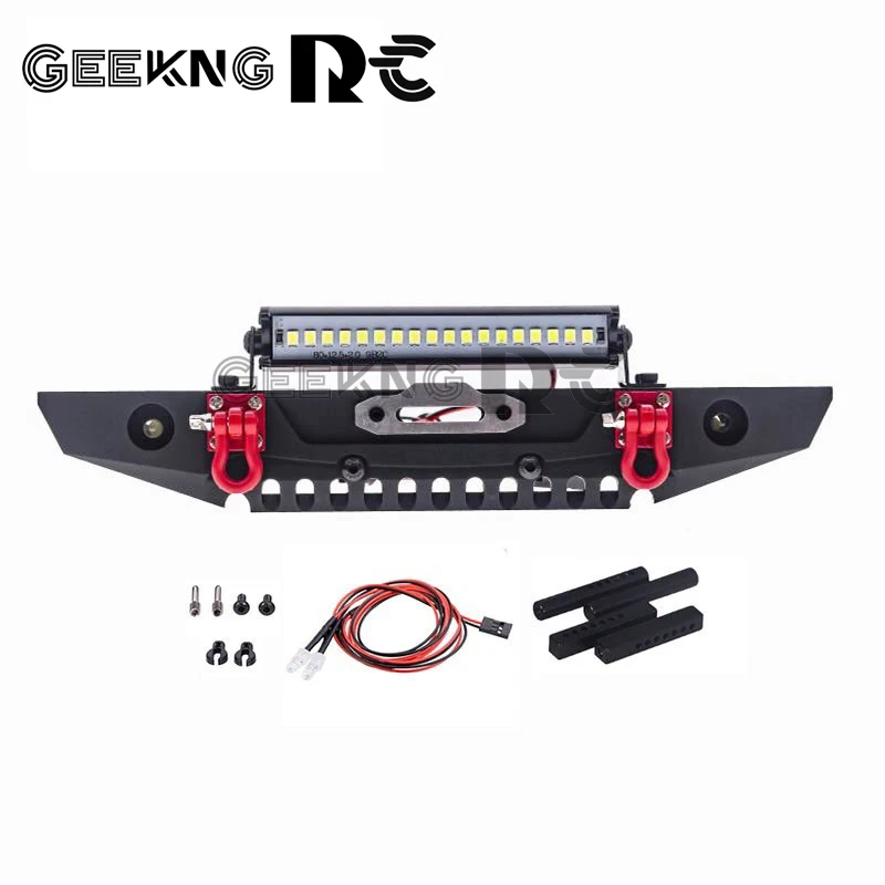 

1pc Adjustable Metal Front Bumper with light bar for 1/10 RC Crawler TRX-4 Defender Axial SCX10 SCX10 II 90046 90047