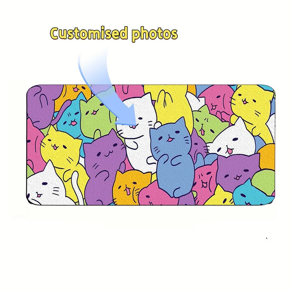 [2D Flat] 1pc Personalized Custom Kawaii Cat Desk Mat Custom Design Multi Sizes Colorful Desktop Accessory Gift