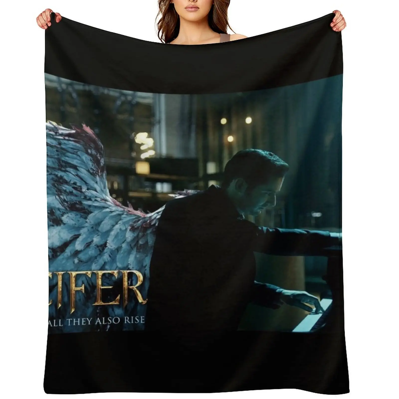 

Lucifer Piano Wings Throw Blanket Summer Beddings Custom bed plaid Thins Blankets