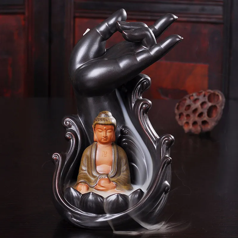 Ceramic Incense Smoke Backflow Censers Coil Line Censer Buddha with Supplies Home Furnishing Articles