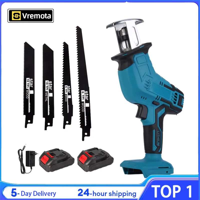Vremota 100 مللي متر منشار كهربائي لاسلكي 3000 دورة في الدقيقة متغير السرعة أداة قطع الخشب المعدنية منشار كهربائي بطارية 18 فولت