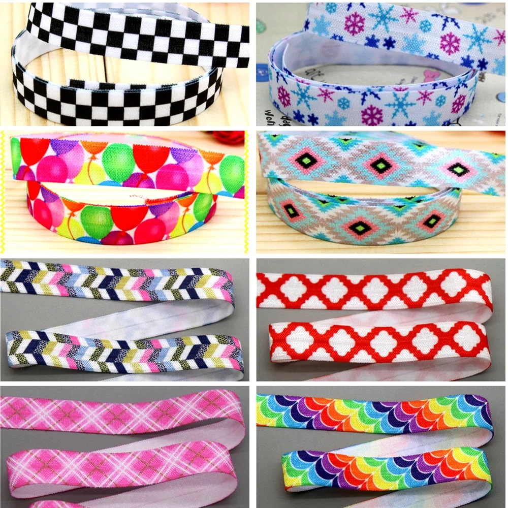 DHK 5/8'' 5yards Fold Elastic FOE Aztec Tribal Sea Snow Ballon Printed Headband Headwear Hairband Diy Decoration OEM C426