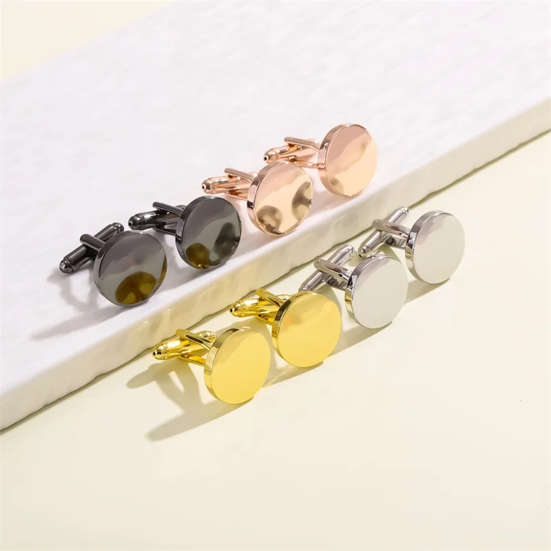 High Quality Men's French Shirt Cufflinks Classic Laser Metal Round Square Cuffs Buttons Wedding Suit Accessories Jewelry Gifts