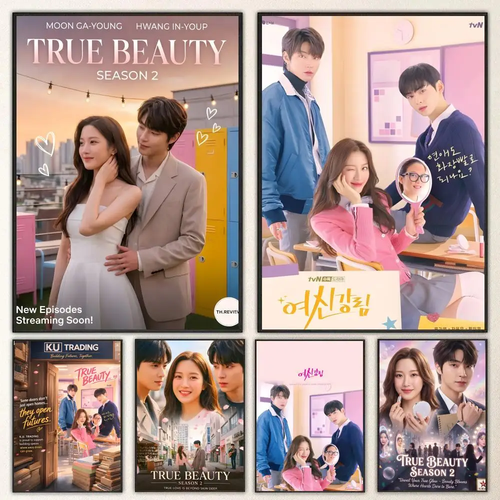 TV Series True Beauty Poster Self-adhesive Art Waterproof Paper Sticker Coffee House Bar Room Wall Decor