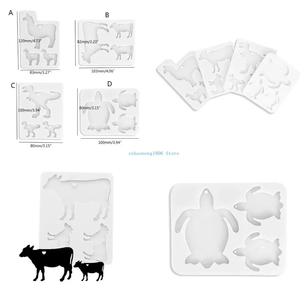 

85LF Альпака Семейная подвесная силиконовая плесени черепаха для эпоксидной смолы коровь