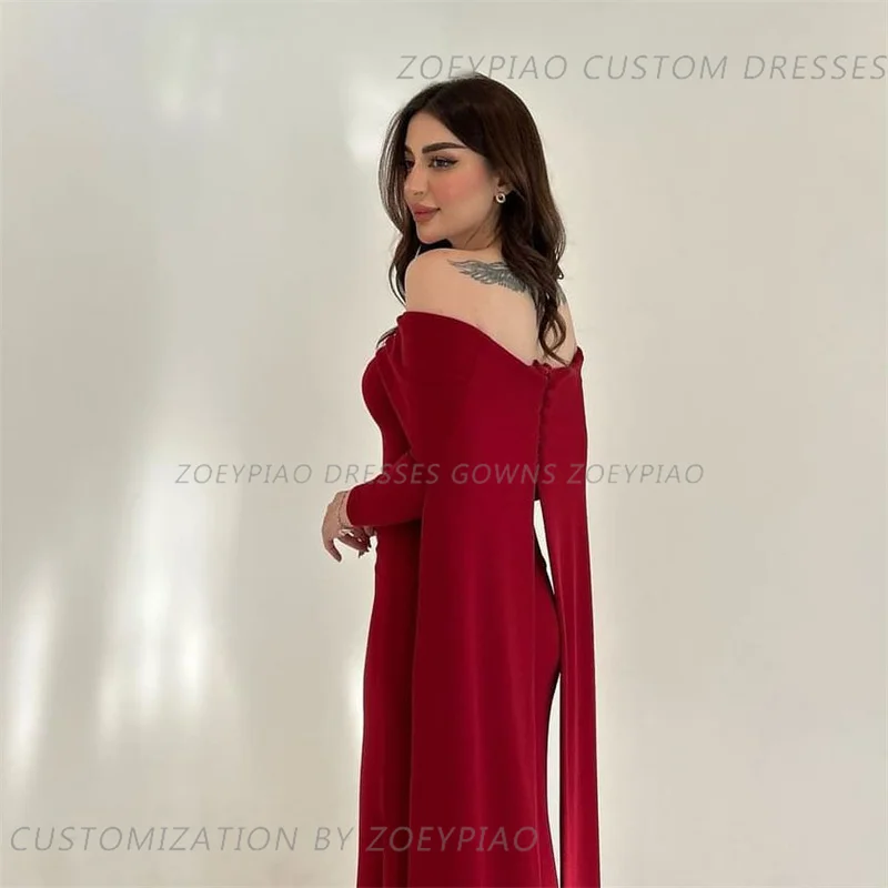 Vintage Burgundy Off Shoulder Prom Dress Strapless Party Gowns For Women 2024 New Arrivals Satin Evening Dresses Gown Vestidos