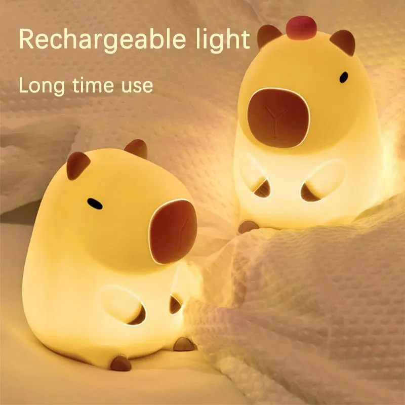 Capybara Night Light Ornament Dimmable Bedside Lamp 2 Gear Nightlight Usb Charging Atmosphere Light For Home Bedroom Decor