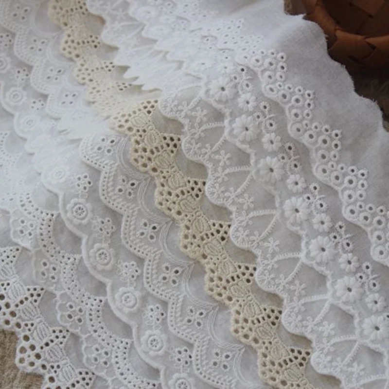 Pure Cotton Hollow Lace Embroidery Trim Fabric, Handmade DIY Home Decoration Accessories, RS4639, 10Yards/Lot