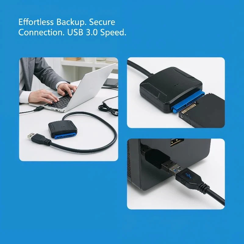 1 Set 3.5/2.5 Inch SSD HDD Hard Drive Disk Converter SATA To USB 3.0 Adapter Cable Support UASP 12V US EU