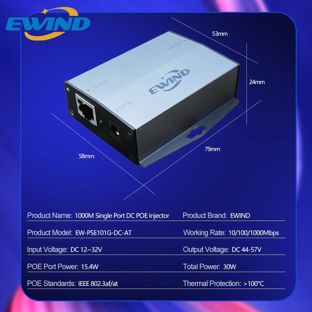 Imagem -05 - Gigabit Poe Switch Injector Fonte de Alimentação dc Poe Único 15.4 w 30w 12v 1000m